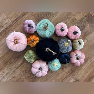 Bundle of 14 Velvet Plush Pumpkins, Fall Decor, Various Sizes